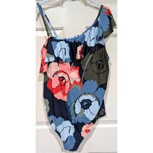 Motherhood Maternity sz XL Navy Floral One Piece Swimsuit